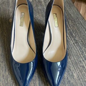Navy Patent Pointed-Toe Pumps